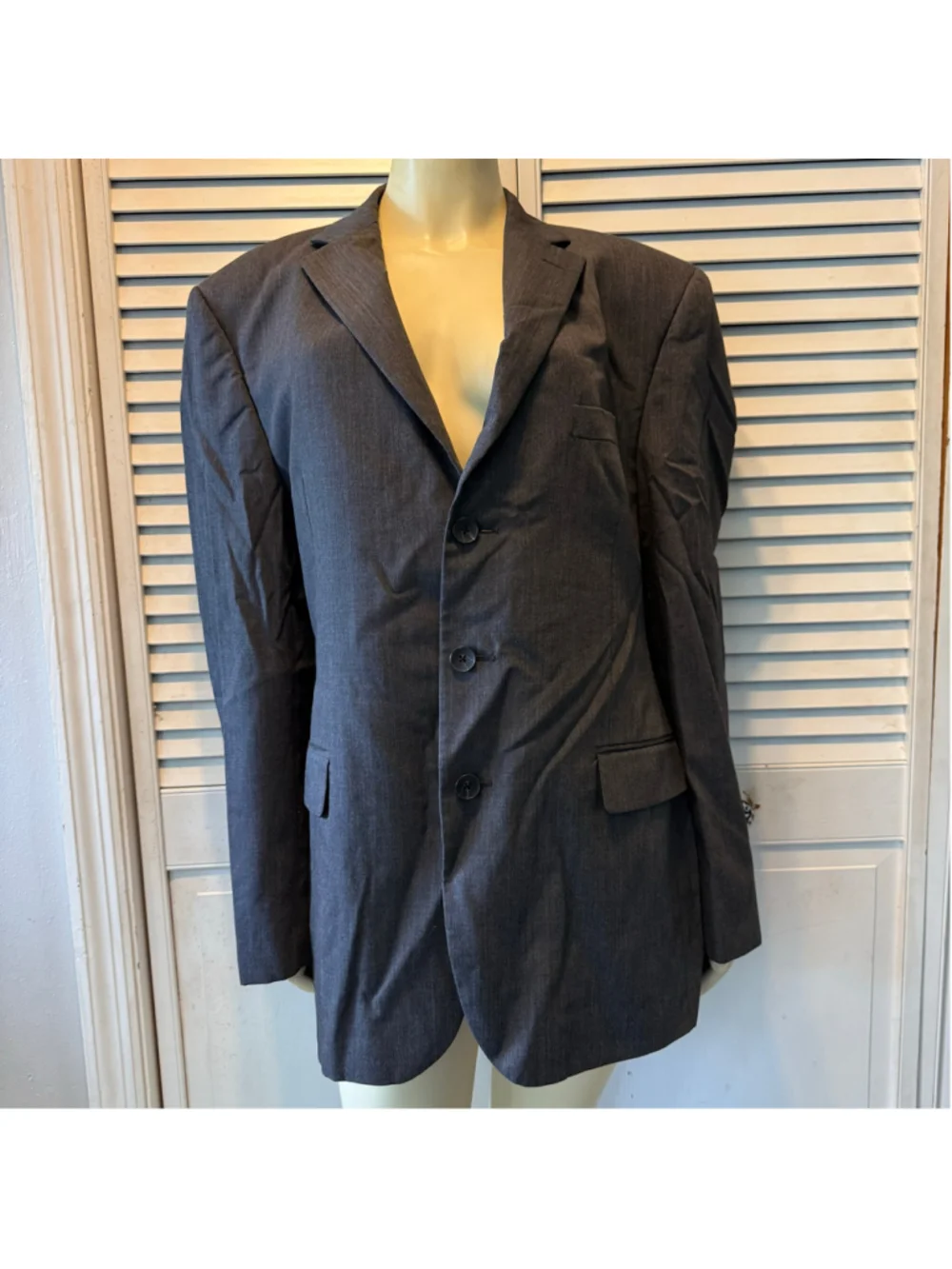 Perry Ellis Portfolio Men’s 43R Gray 100% Wool 3 Button Suit Blazer Sport Coat